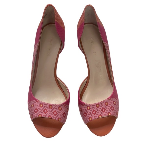 Nine West Color Block Multi Print Heels - Picture 2 of 5